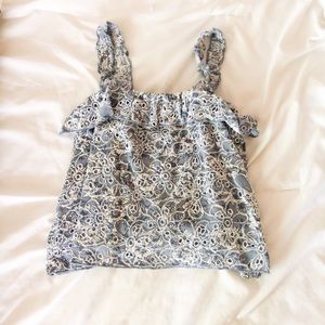 Light blue tank top with pretty lace detailing